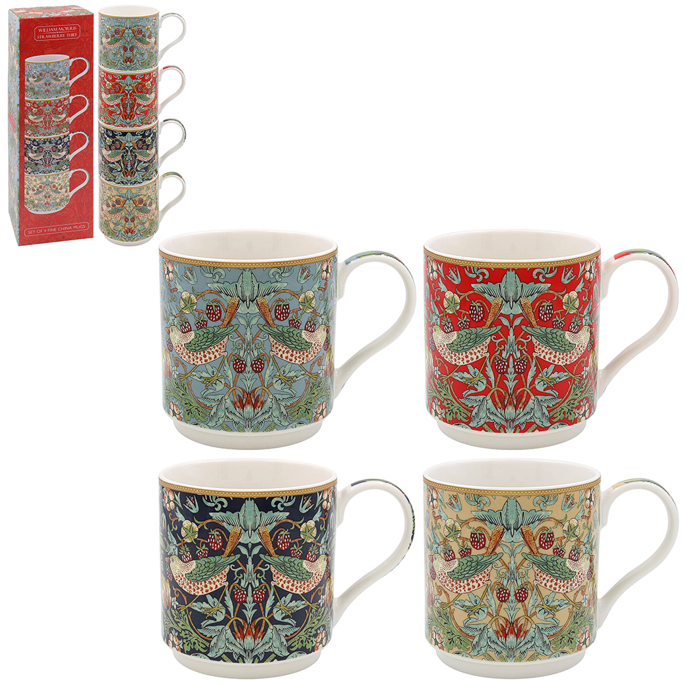 William Morris Strawberry Thief - 4 stapelbara muggar