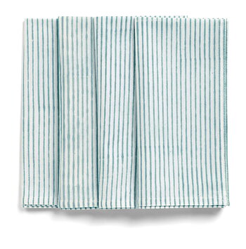 Napkin -Stripe Napkins Turquoise 4-pack 50x50