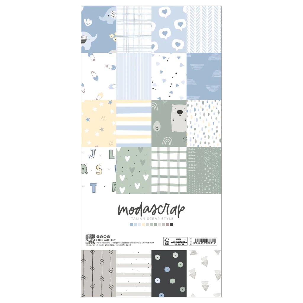 MODASCRAP -PAPER PACK HELLO SWEET BOY 6X12"