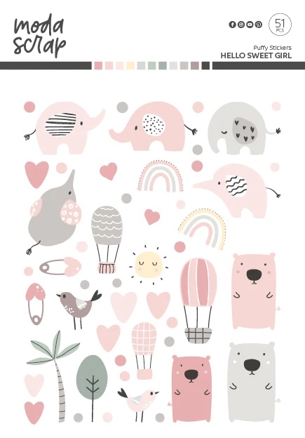 MODASCRAP -PUFFY STICKERS - HELLO SWEET GIRL