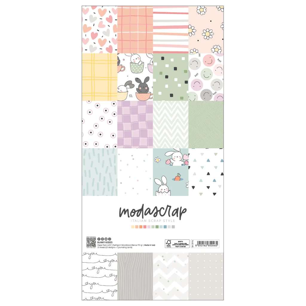MODASCRAP -PAPER PACK BUNNY KISSES 6X12"