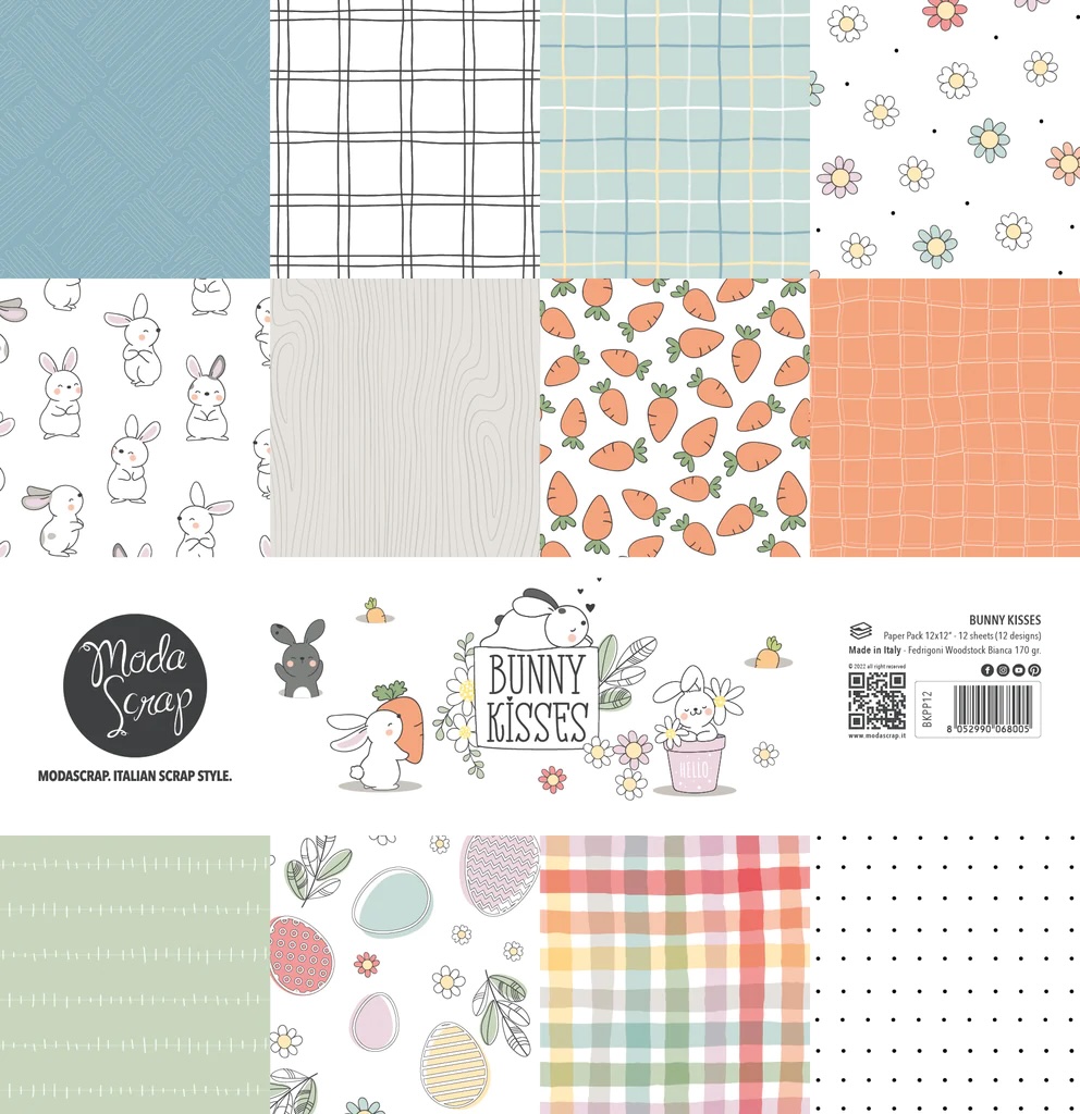 MODASCRAP -PAPER PACK BUNNY KISSES 12X12"