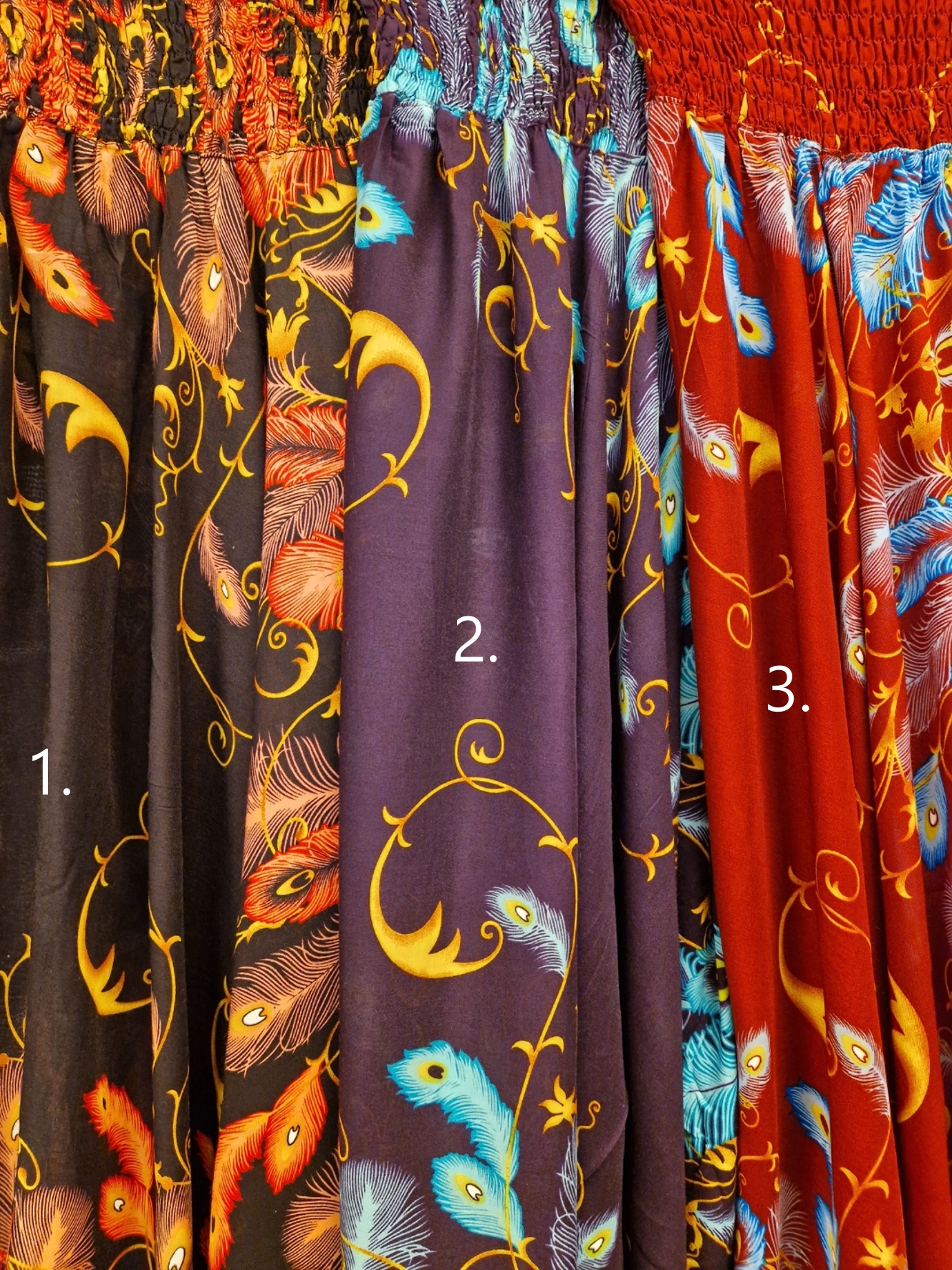  Haremsbyxor - Baggy - Thin Rayon - Påfågelfjädrar - 4