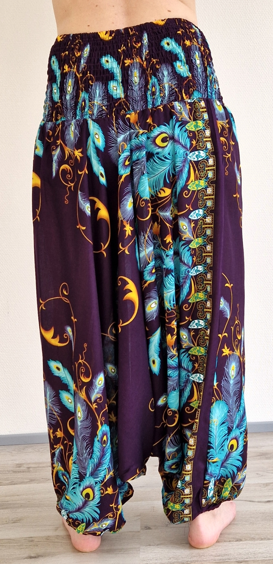  Haremsbyxor - Baggy - Thin Rayon - Påfågelfjädrar - 2