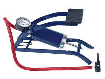 Fotpump med mätare för bil och cykel