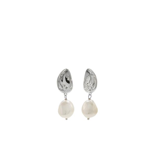 Lineargent Liquid Dangling Pearl örhänge silver