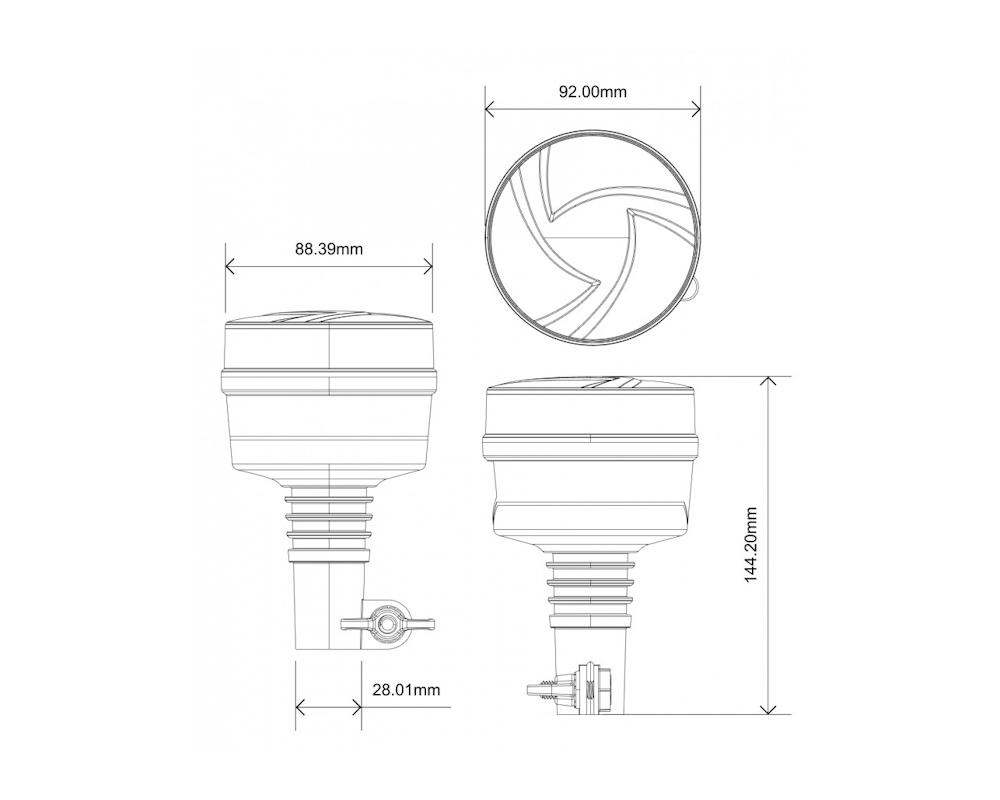 V-Sight Rotorljus LED Varningsljus Stångmontage  - 4