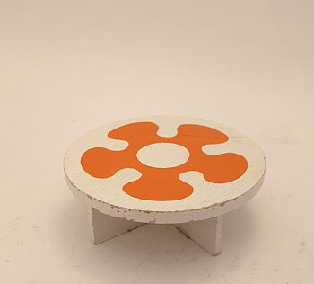 Lundby round coffee table white orange 1960-70s
