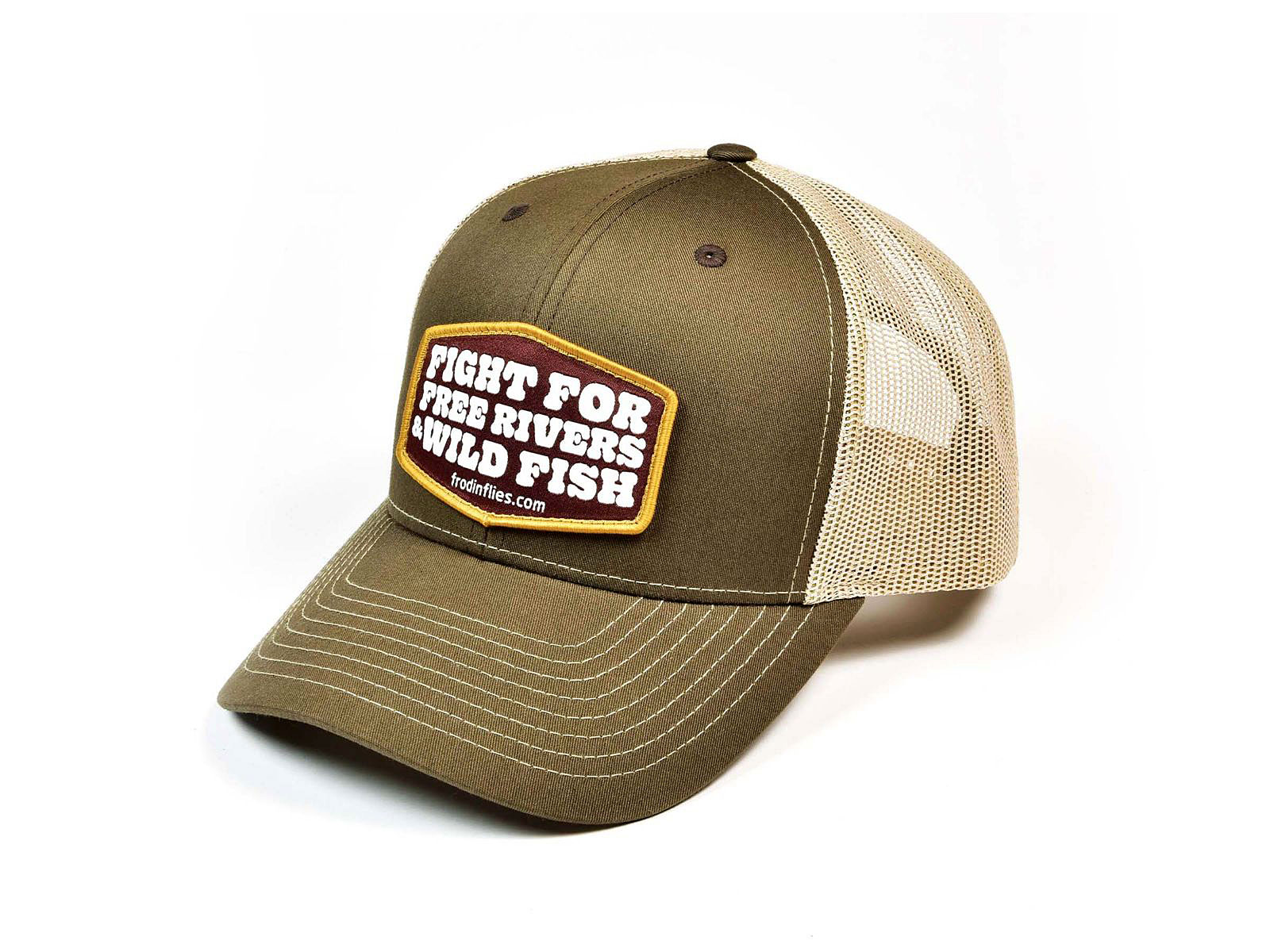 Frödin FREE RIVERS & WILD FISH’ TRUCKER HAT - Brown/Tan