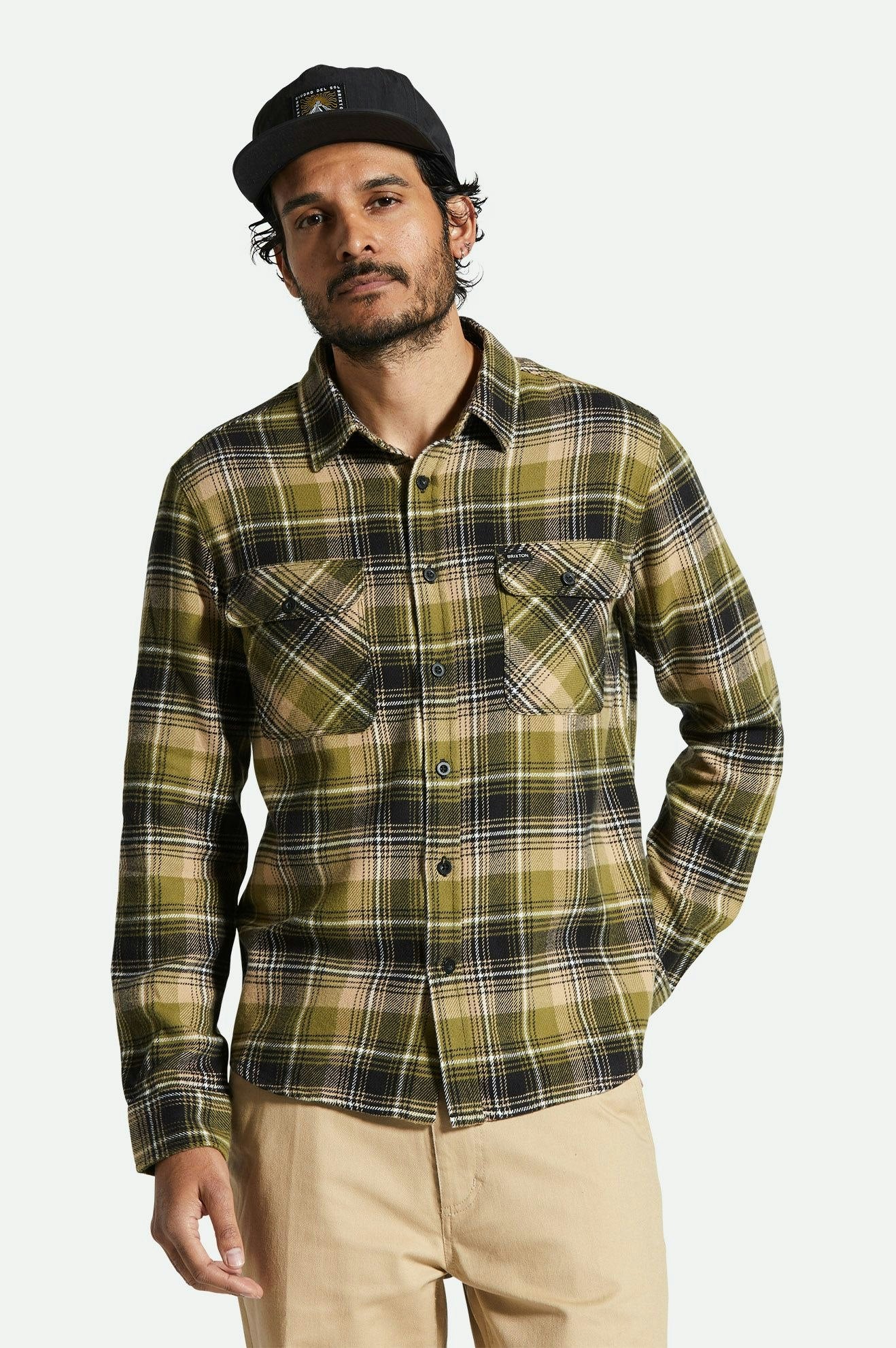  Bowery Flannel washed Green kelp/sand/black  - 3