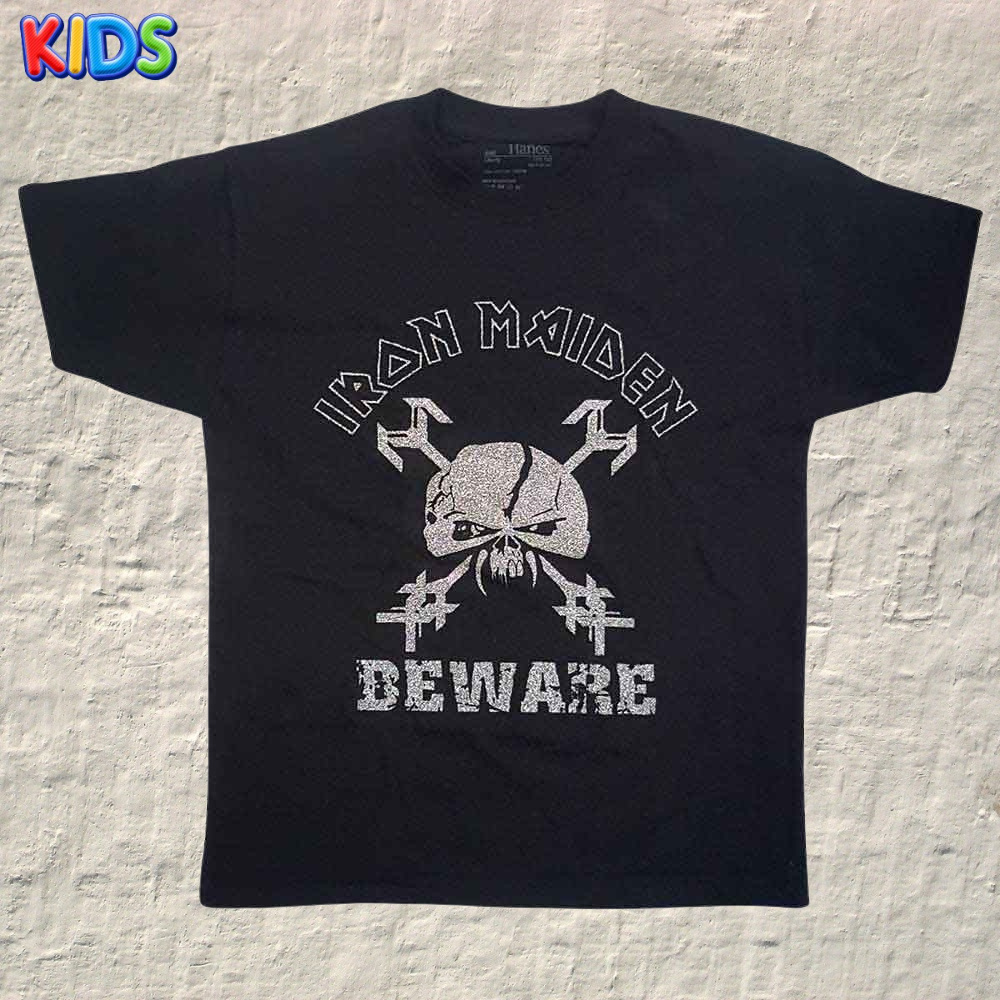 IRON MAIDEN - KIDS T-SHIRT, BEWARE (GLITTER PRINT)