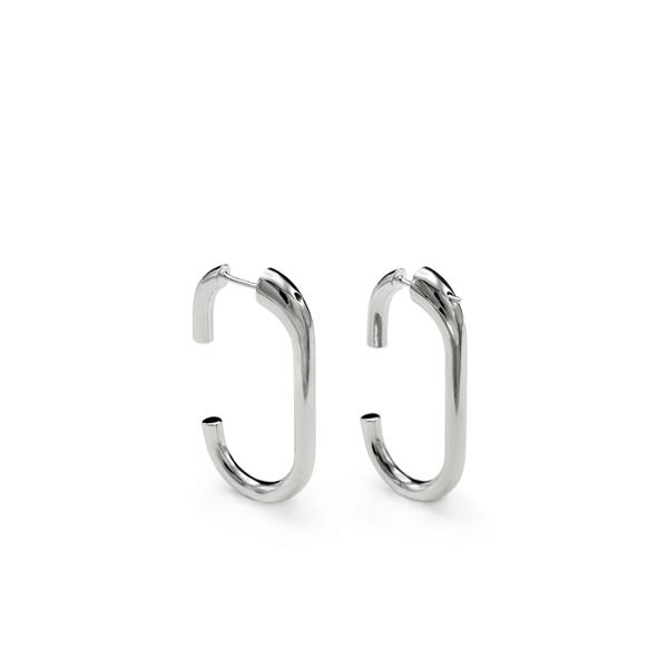 Lineargent Oval Open Hoops silver