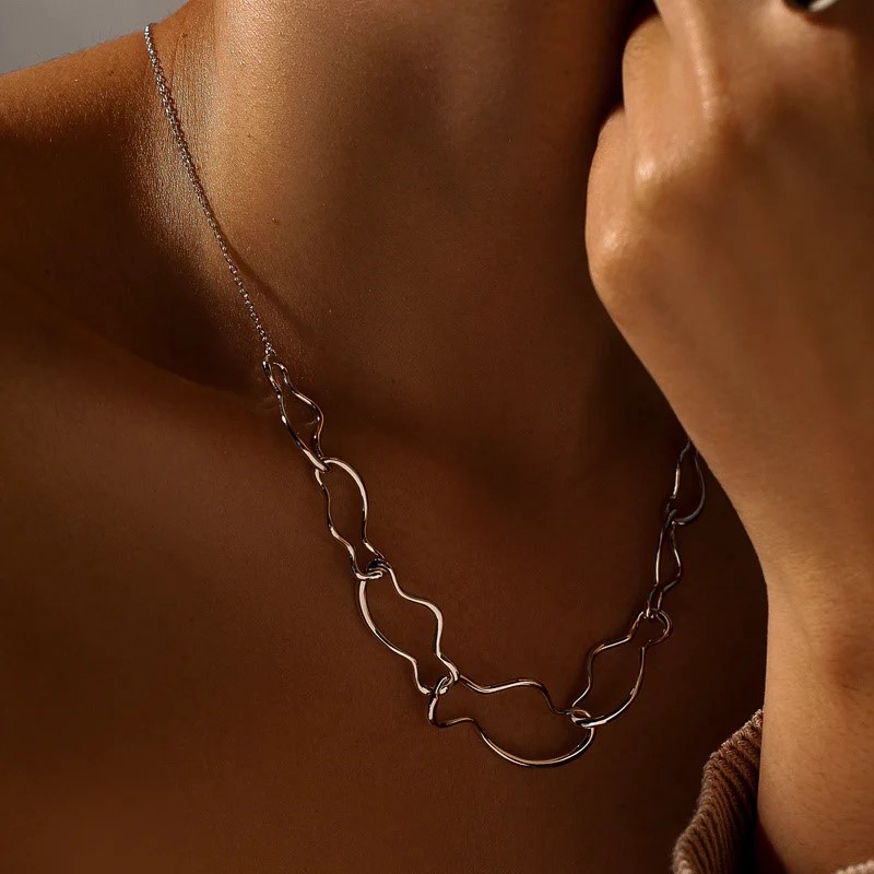 Lineargent Irregular Salvons halsband silver - 2