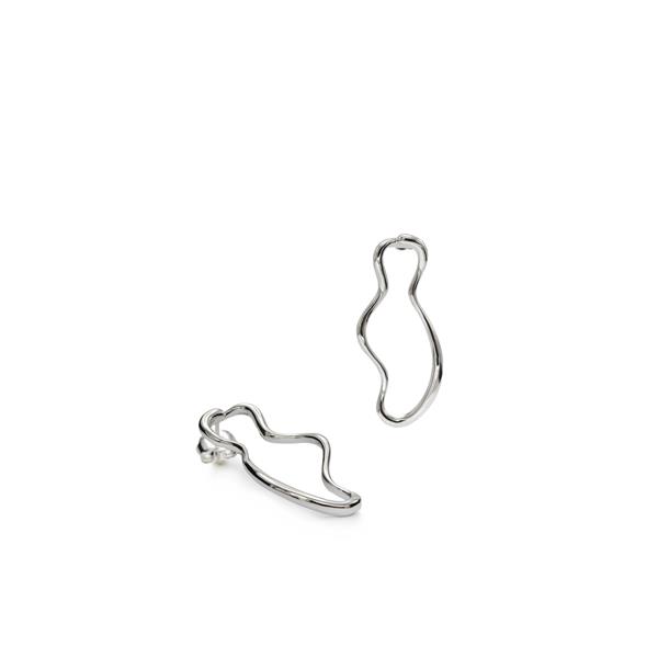 Lineargent Curvilinear Contour örhänge silver