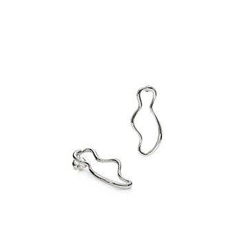 Lineargent Curvilinear Contour örhänge silver
