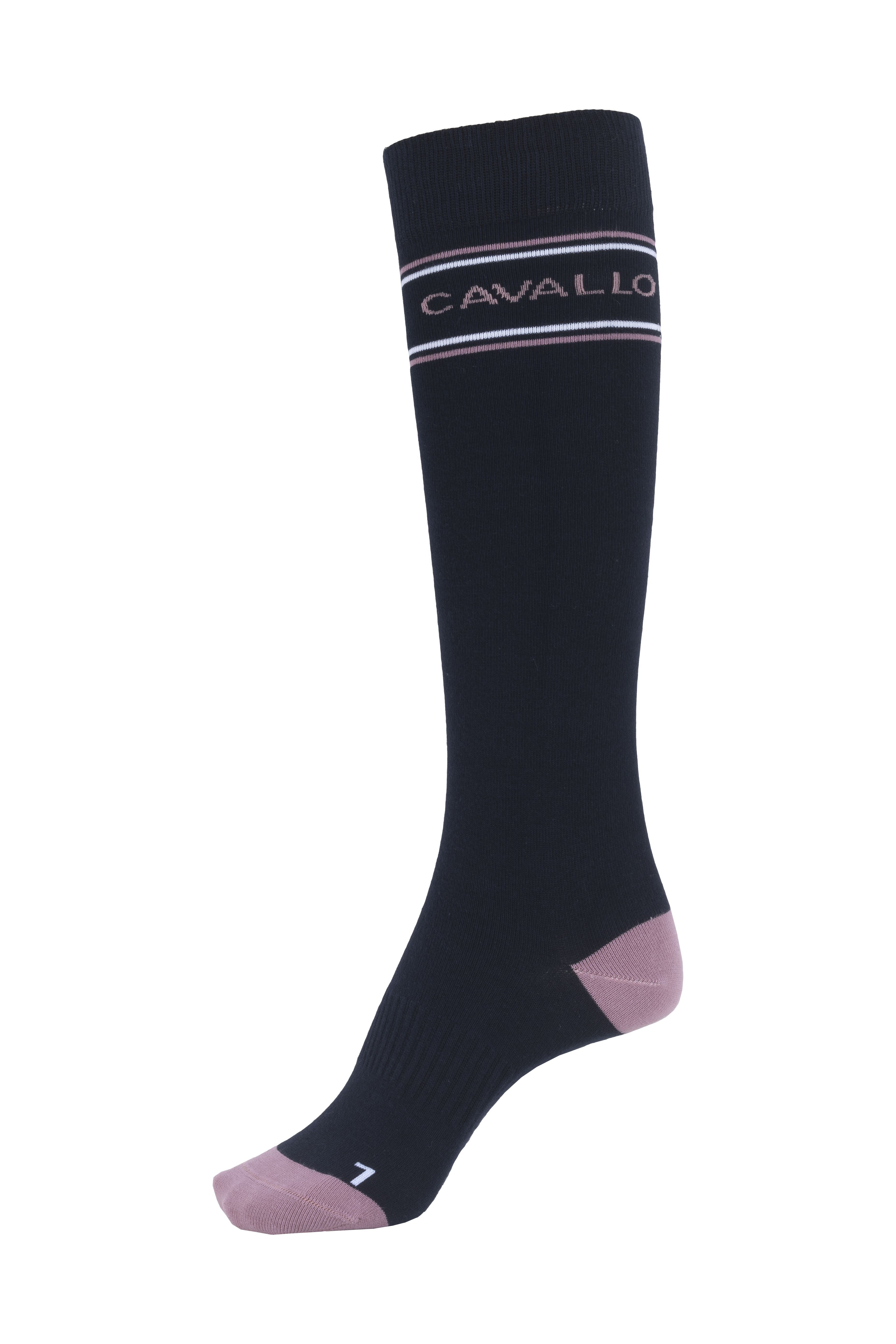 Cavallo Cavalsylke Stripe Logo Ridstrumpor - Mörkblå/Lila/Vit 