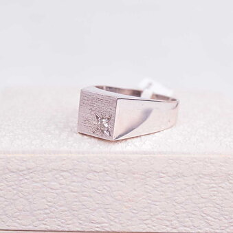 Klackring 18k vitguld, med diamant, Vintage