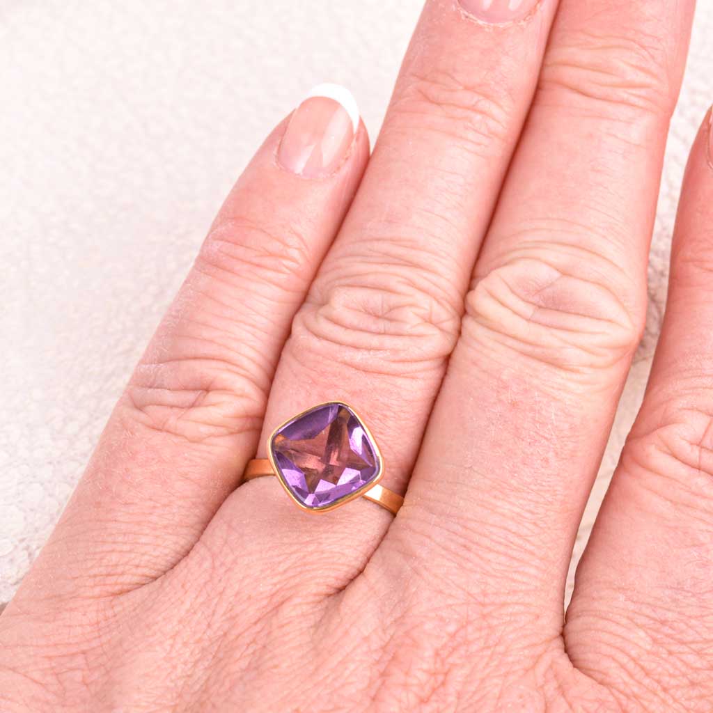Ametisti sormus 18k kultaa, Vintage - 5
