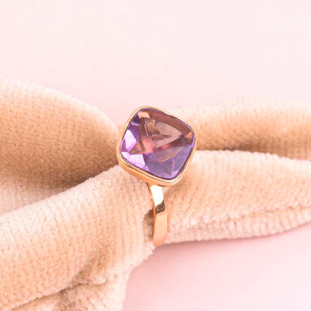 Ametisti sormus 18k kultaa, Vintage - 4