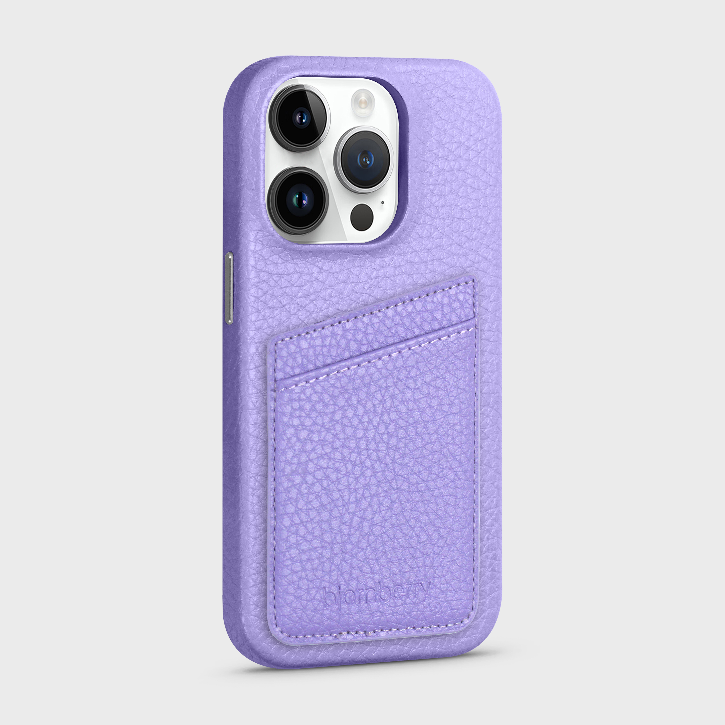 iPhone 15 Pro Leather Case with Card Holder - Purple