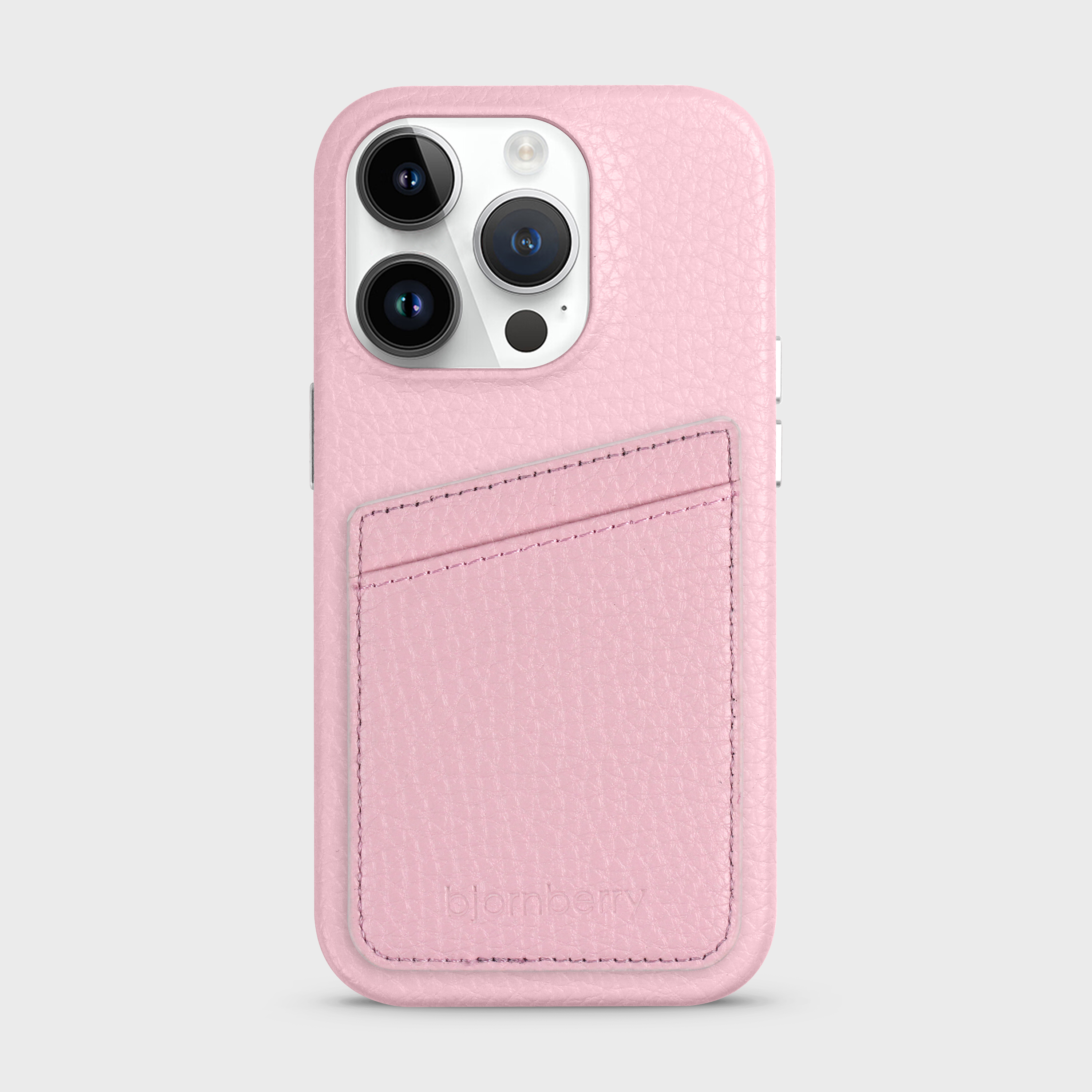 iPhone 15 Pro Leather Case with Card Holder - Pink - 2
