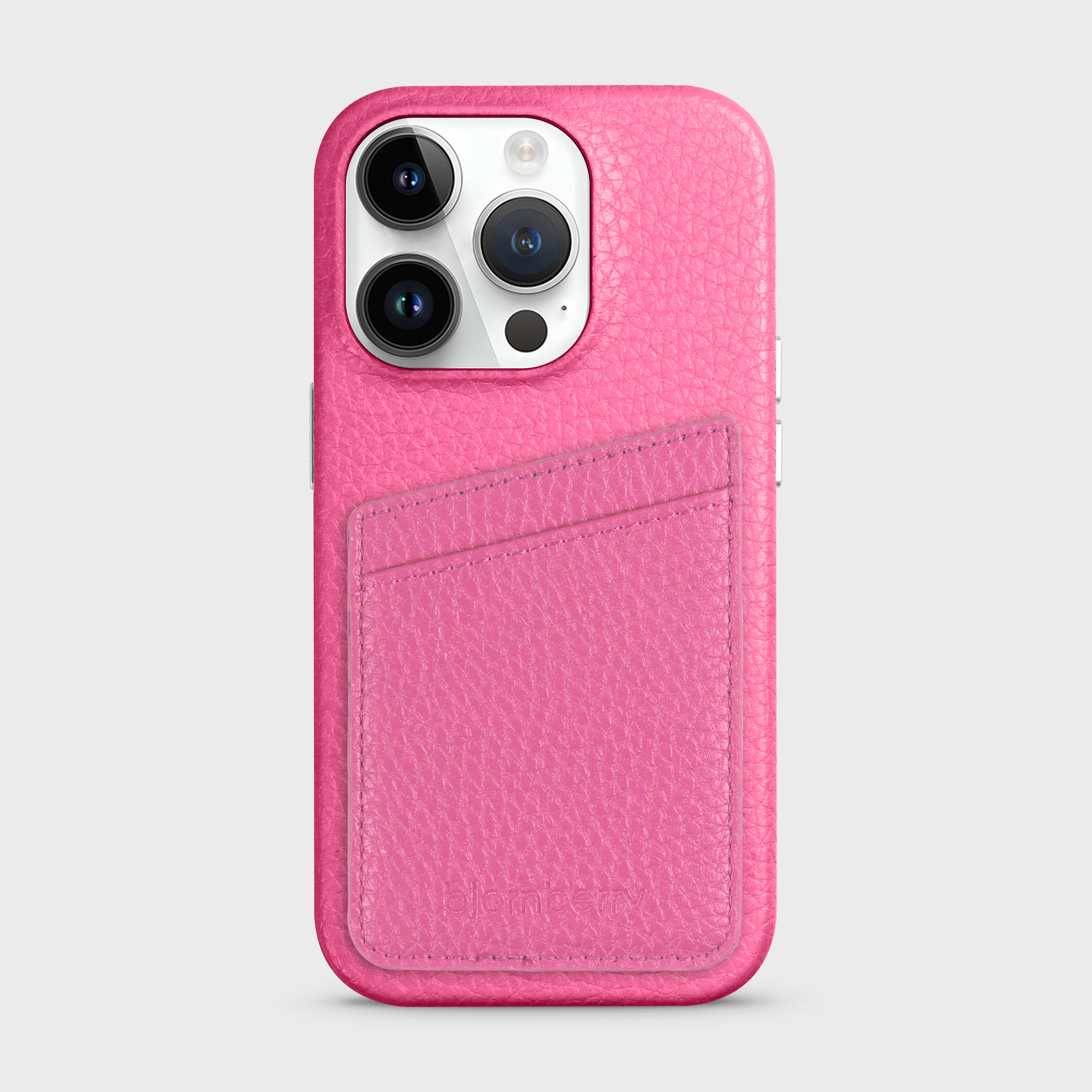 iPhone 15 Pro Leather Case with Card Holder - Cerise - 2