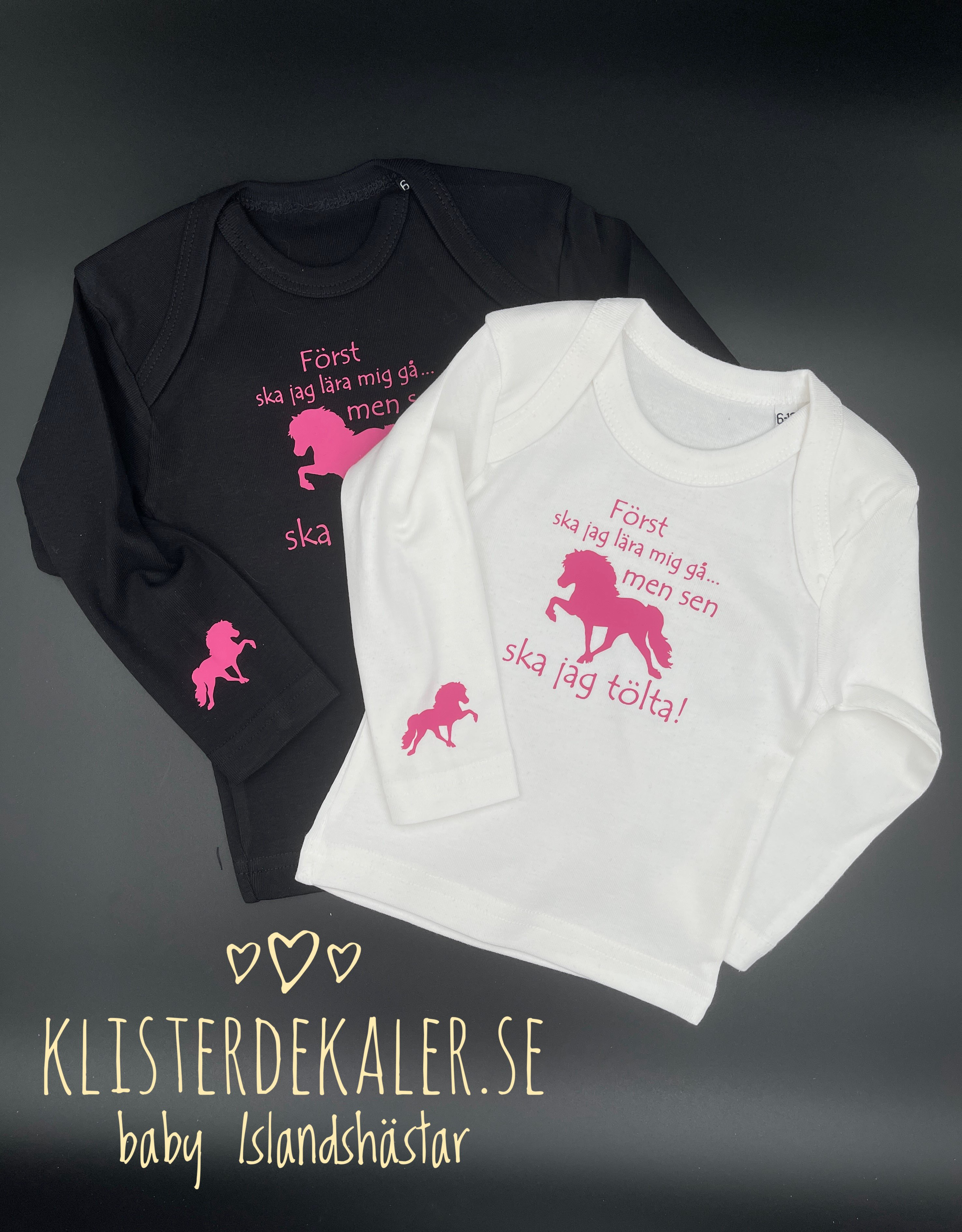 T-shirt långärmad baby 6-12 månader Först ska jag lära mig gå men sen ska jag tölta