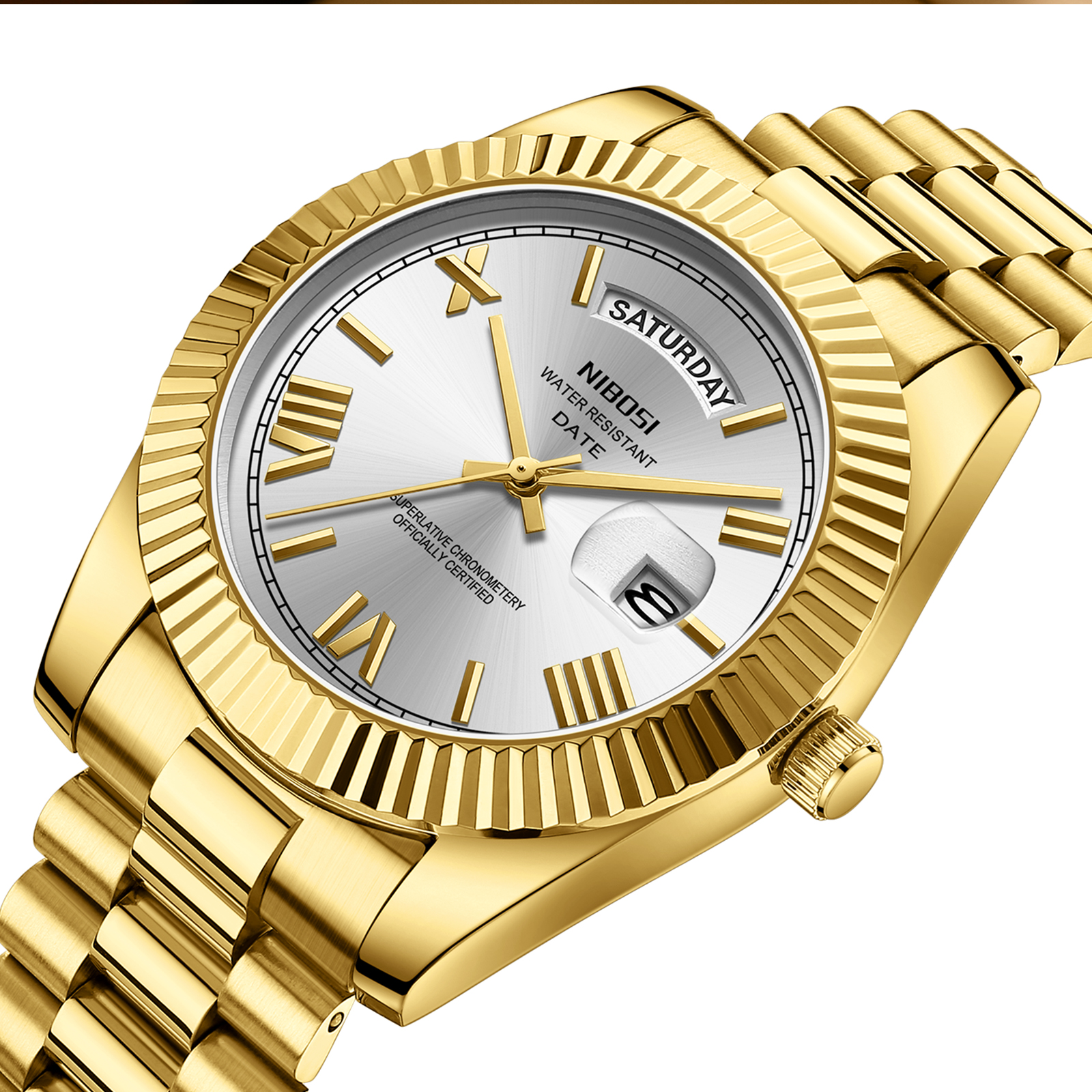 Nibosi Day-Date Roman Gold Silver - 2