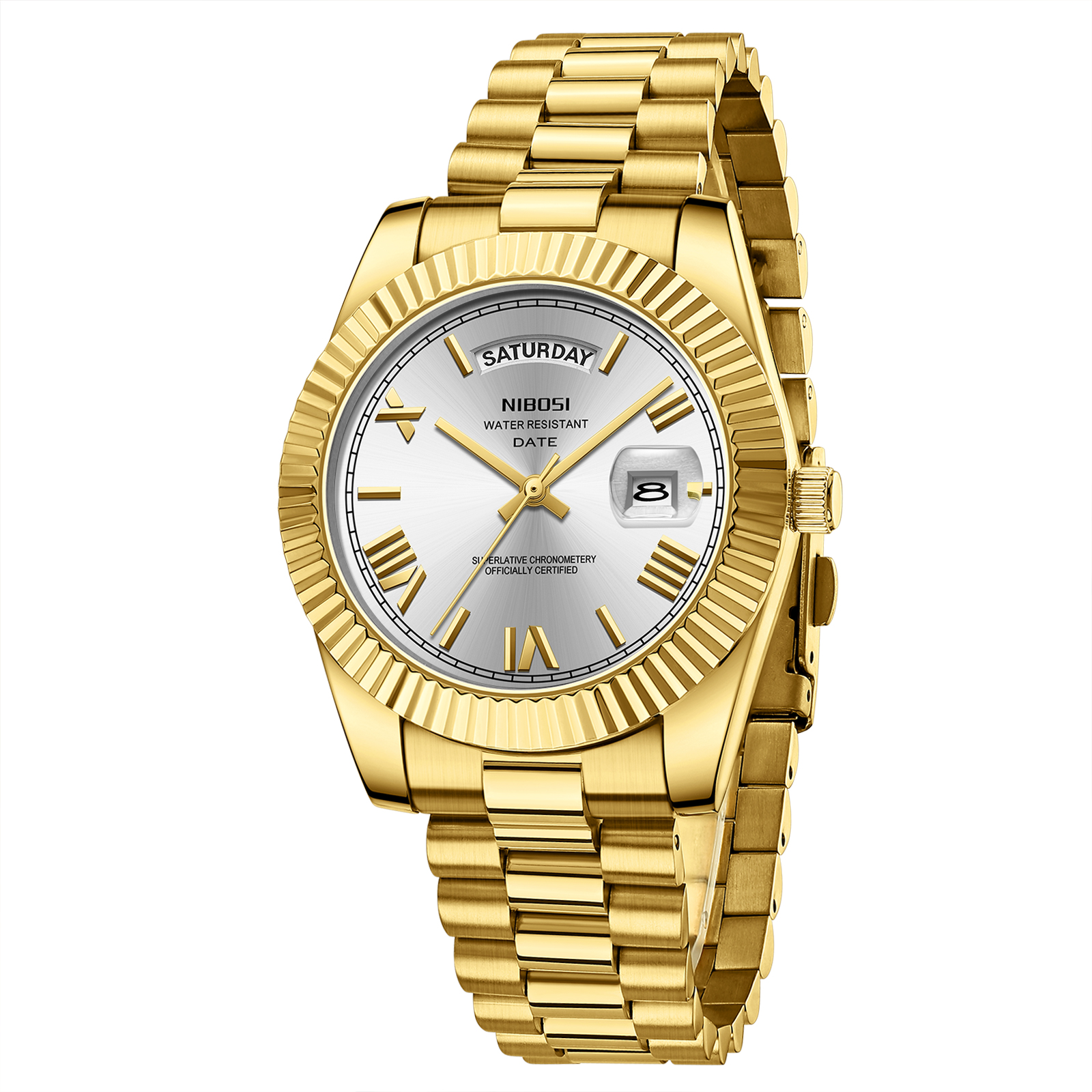 Nibosi Day-Date Roman Gold Silver - 3
