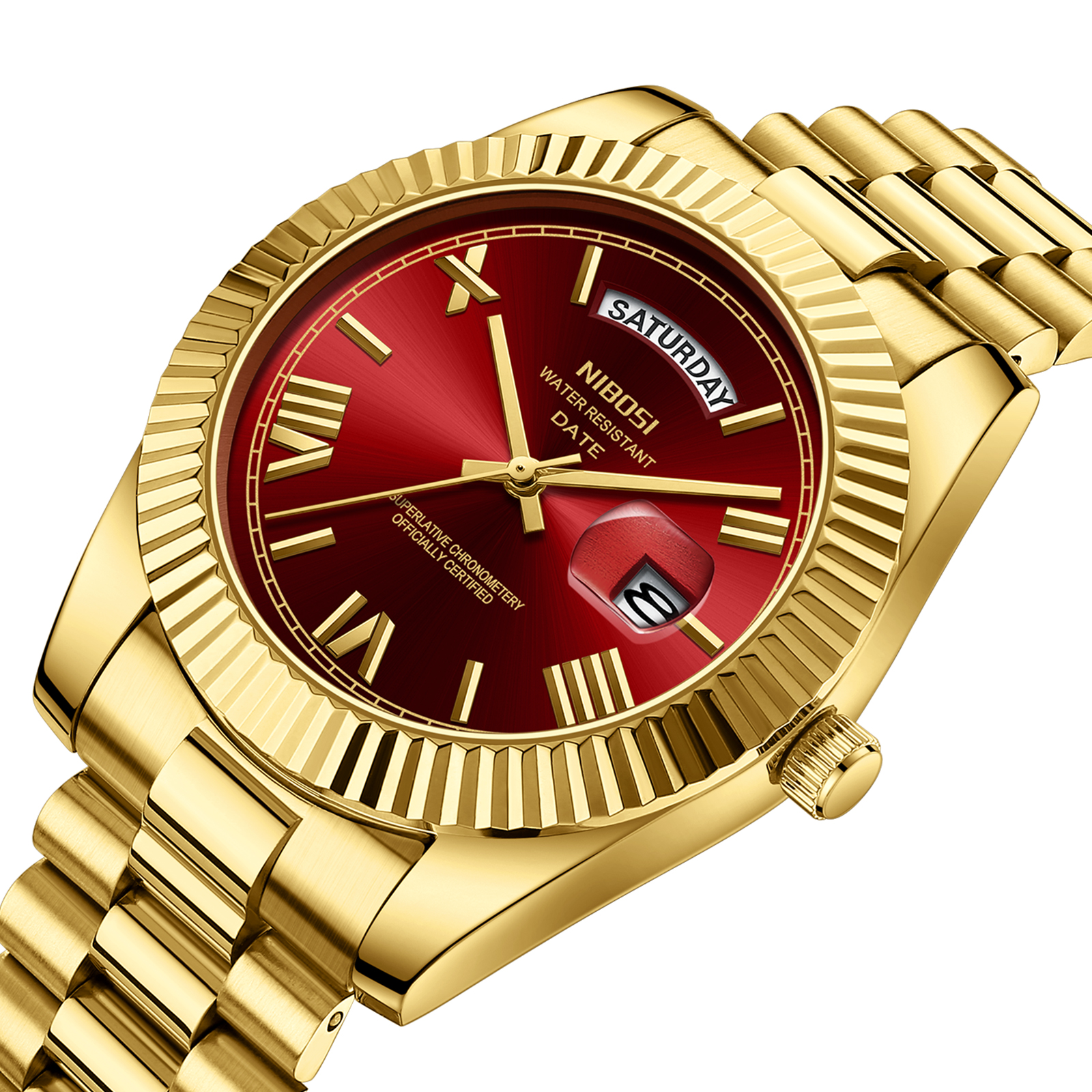 Nibosi Day-Date Roman Gold Red - 2