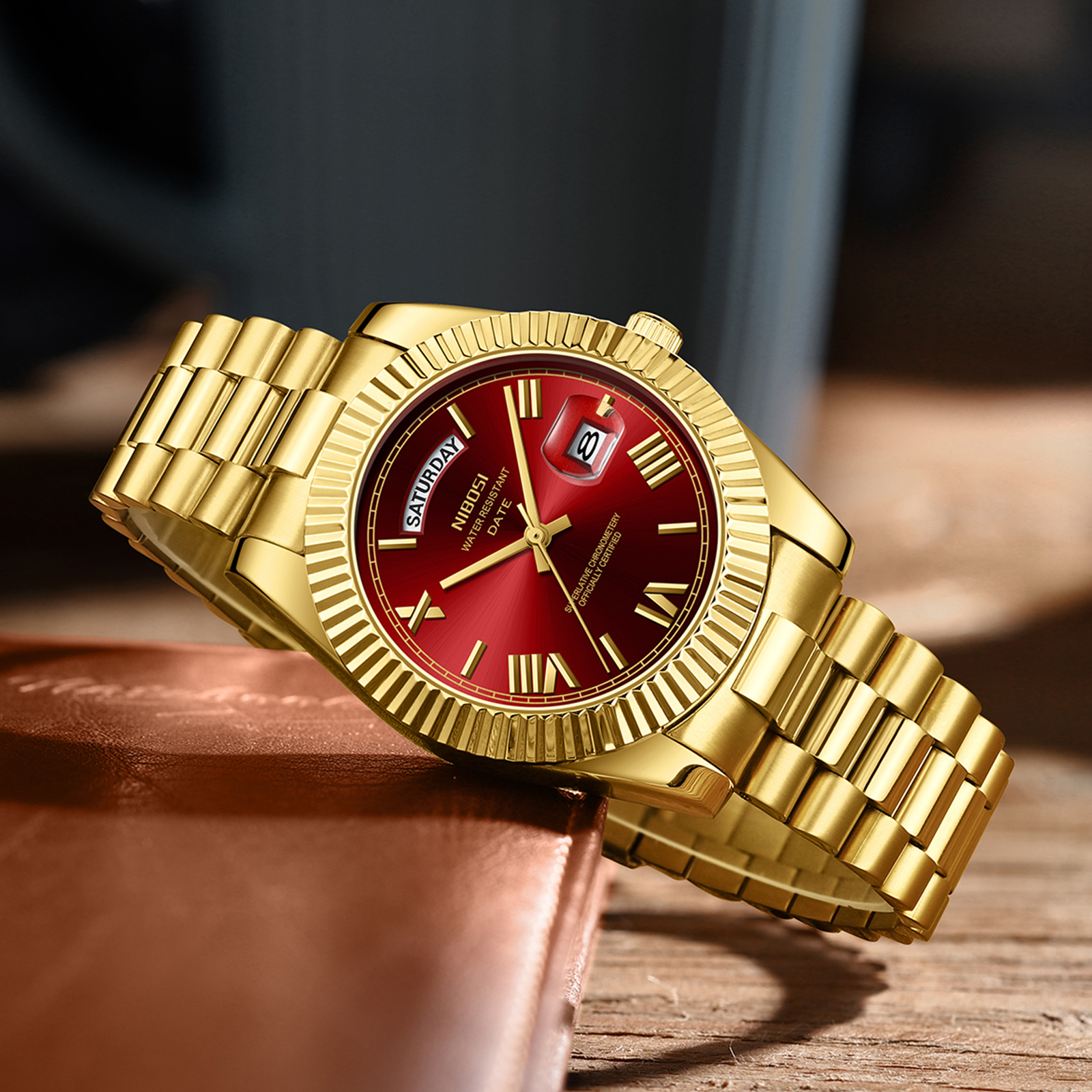Nibosi Day-Date Roman Gold Red - 7