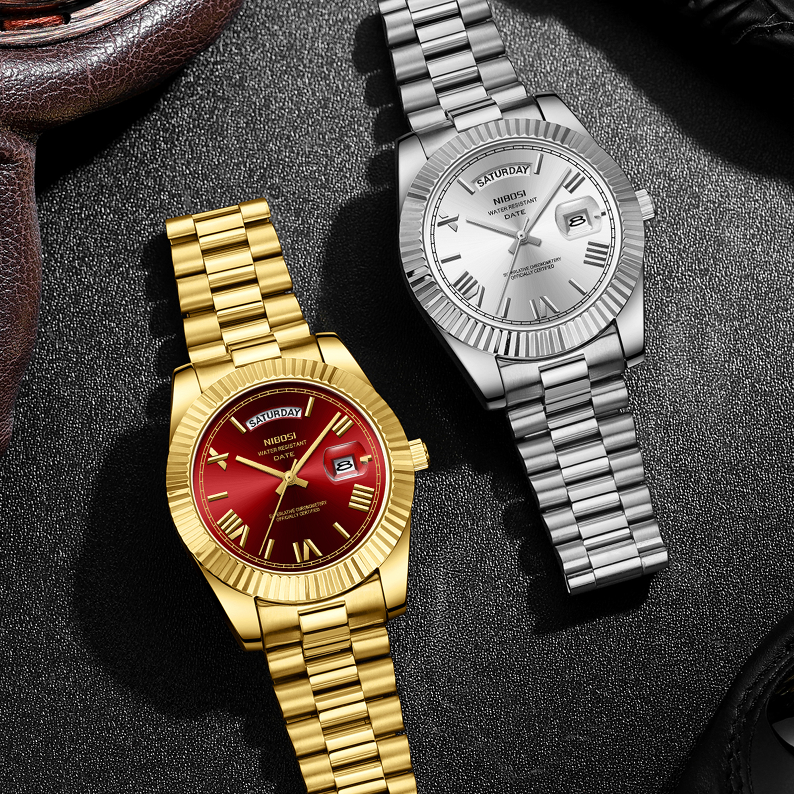 Nibosi Day-Date Roman Gold Red - 8