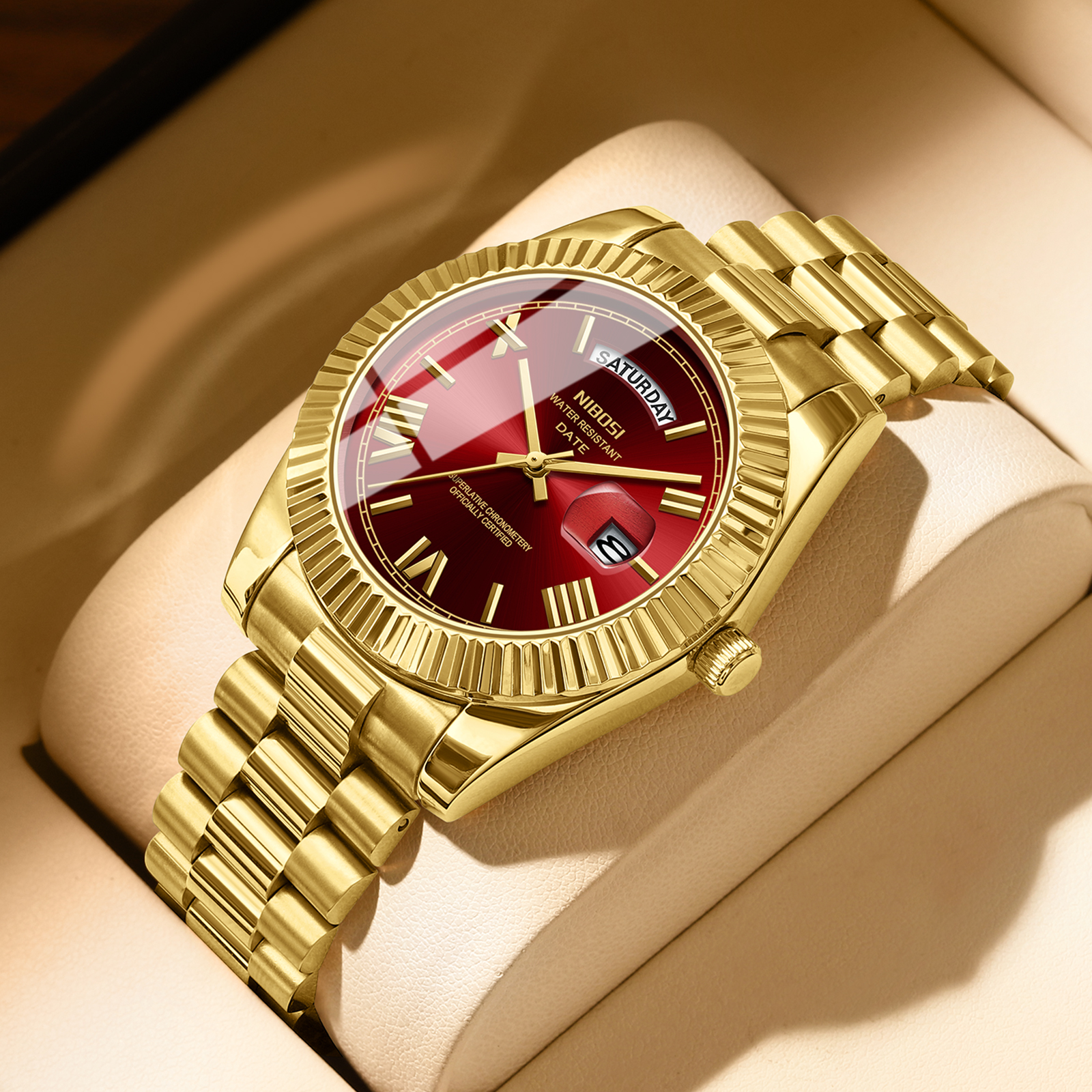 Nibosi Day-Date Roman Gold Red - 6