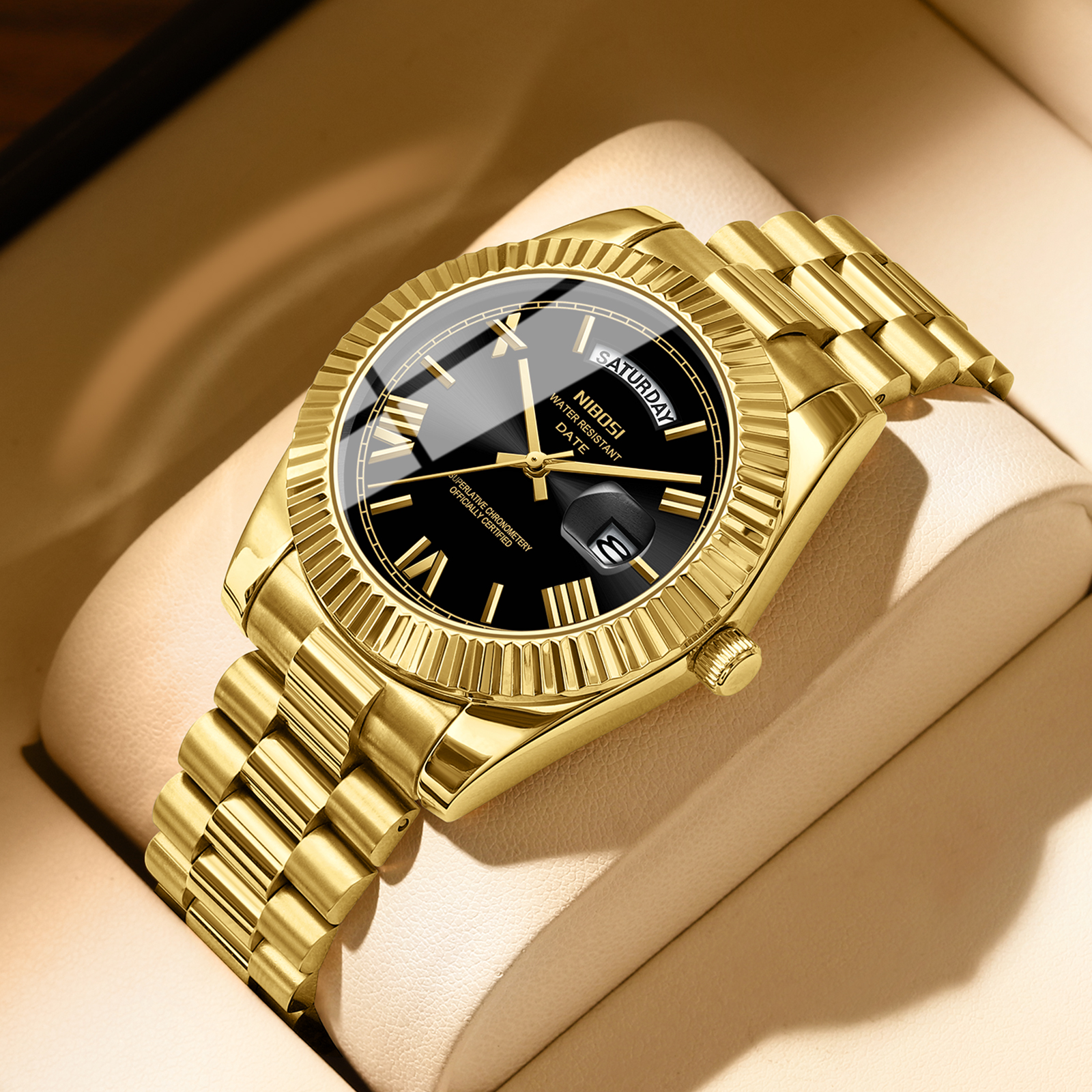 Nibosi Day-Date Roman Gold Black - 6
