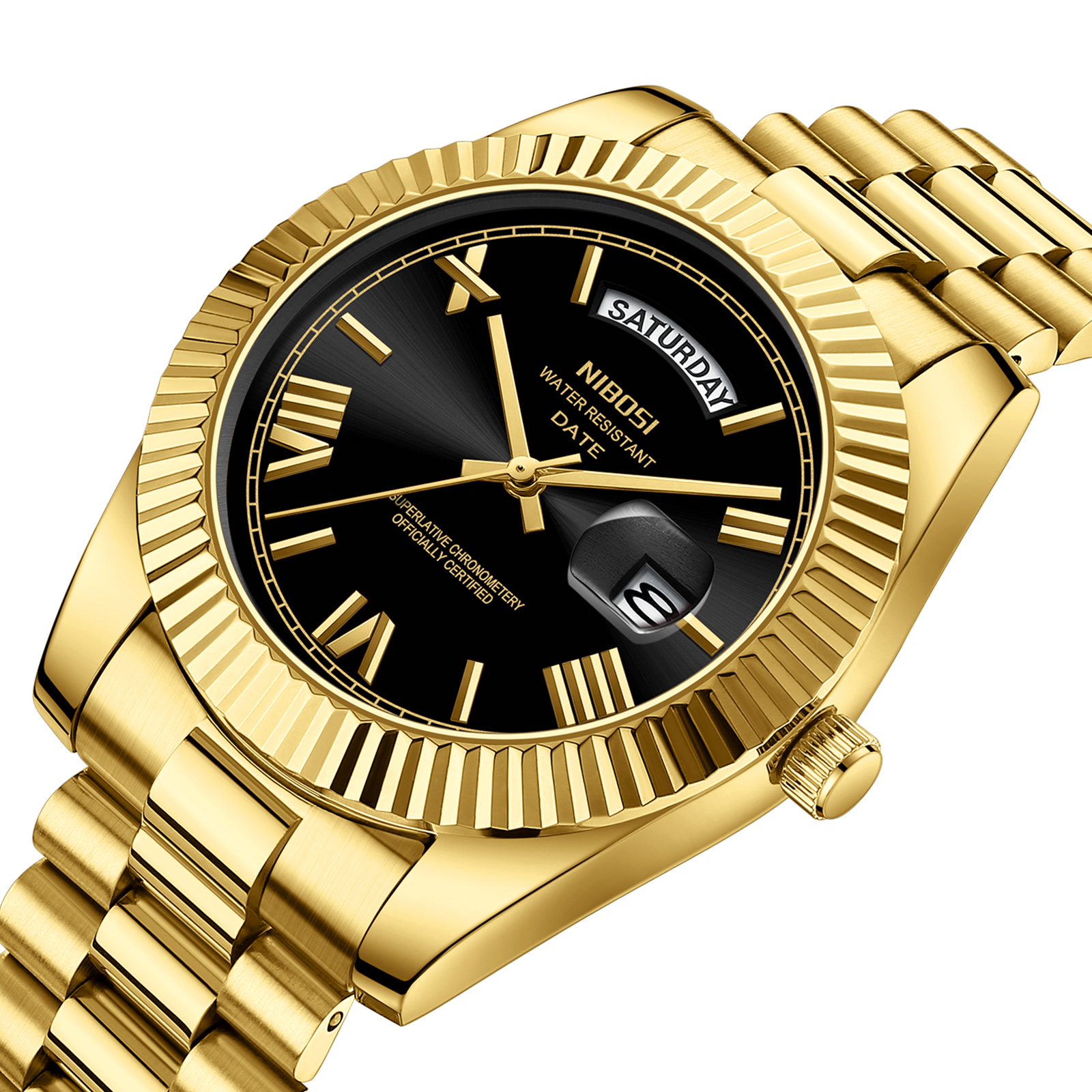 Nibosi Day-Date Roman Gold Black - 2
