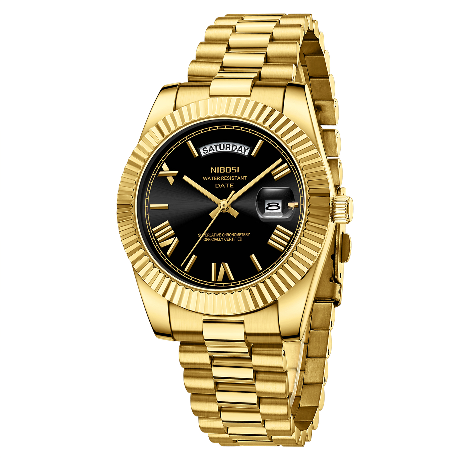 Nibosi Day-Date Roman Gold Black - 3