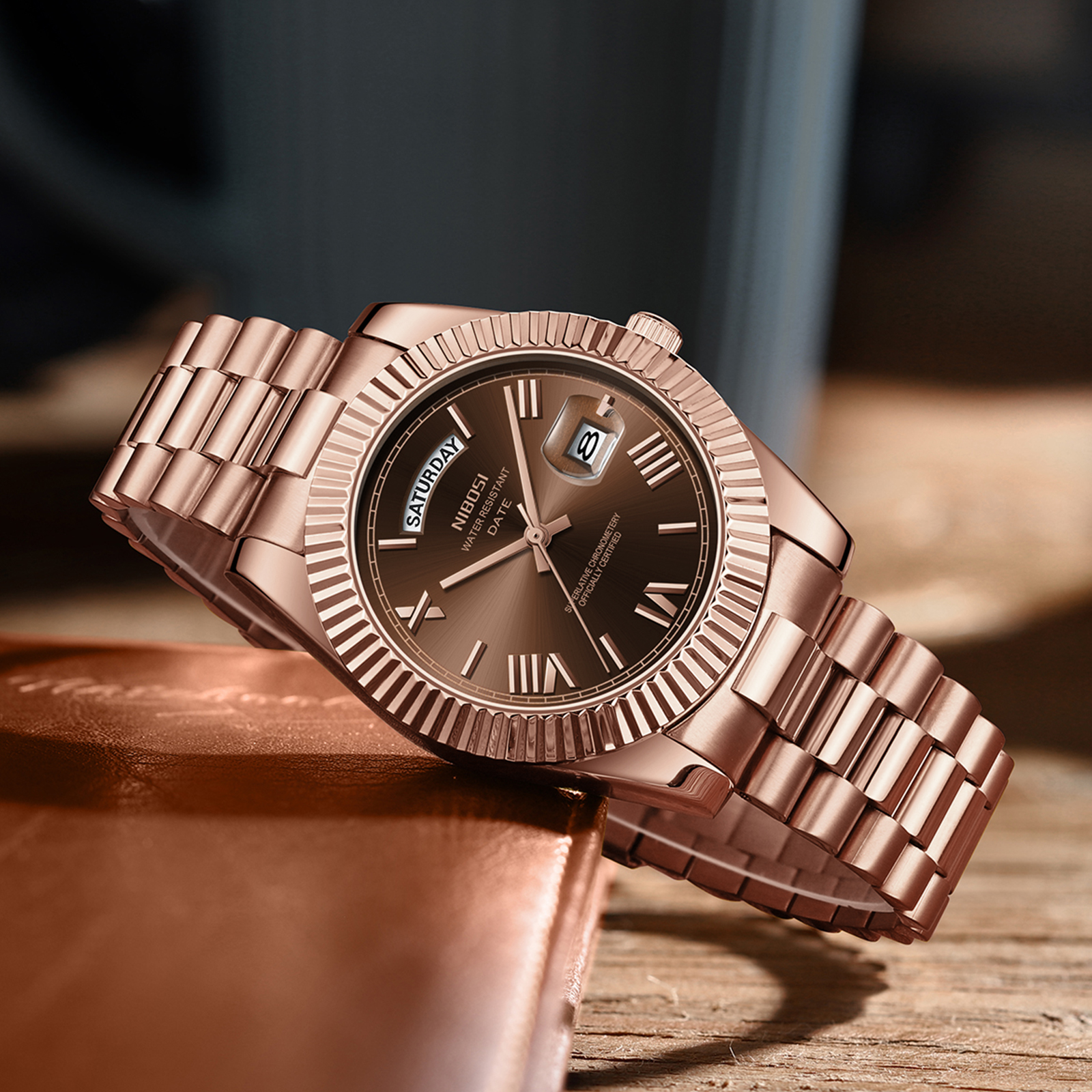 Nibosi Day-Date Roman Rose Brown - 6