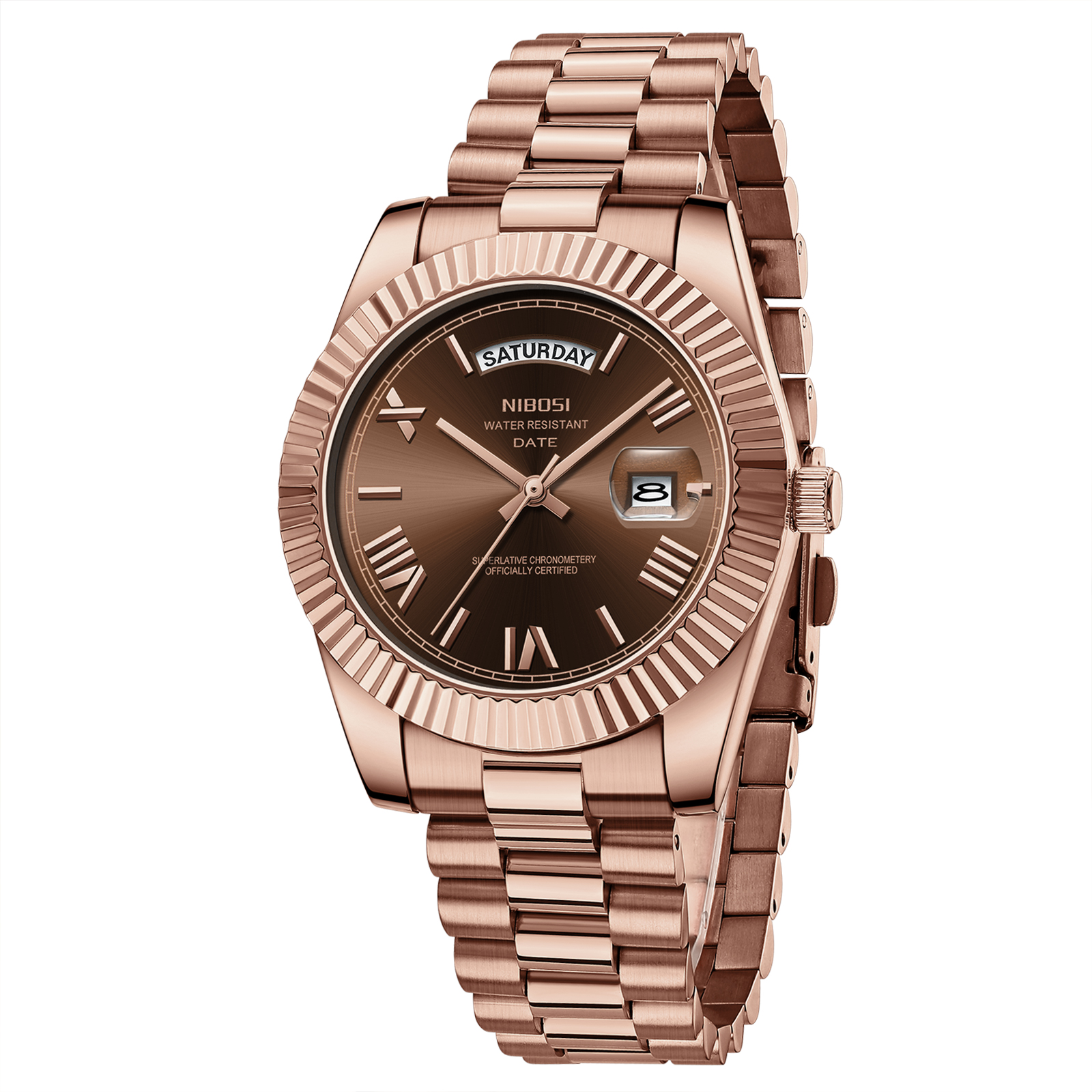 Nibosi Day-Date Roman Rose Brown - 3