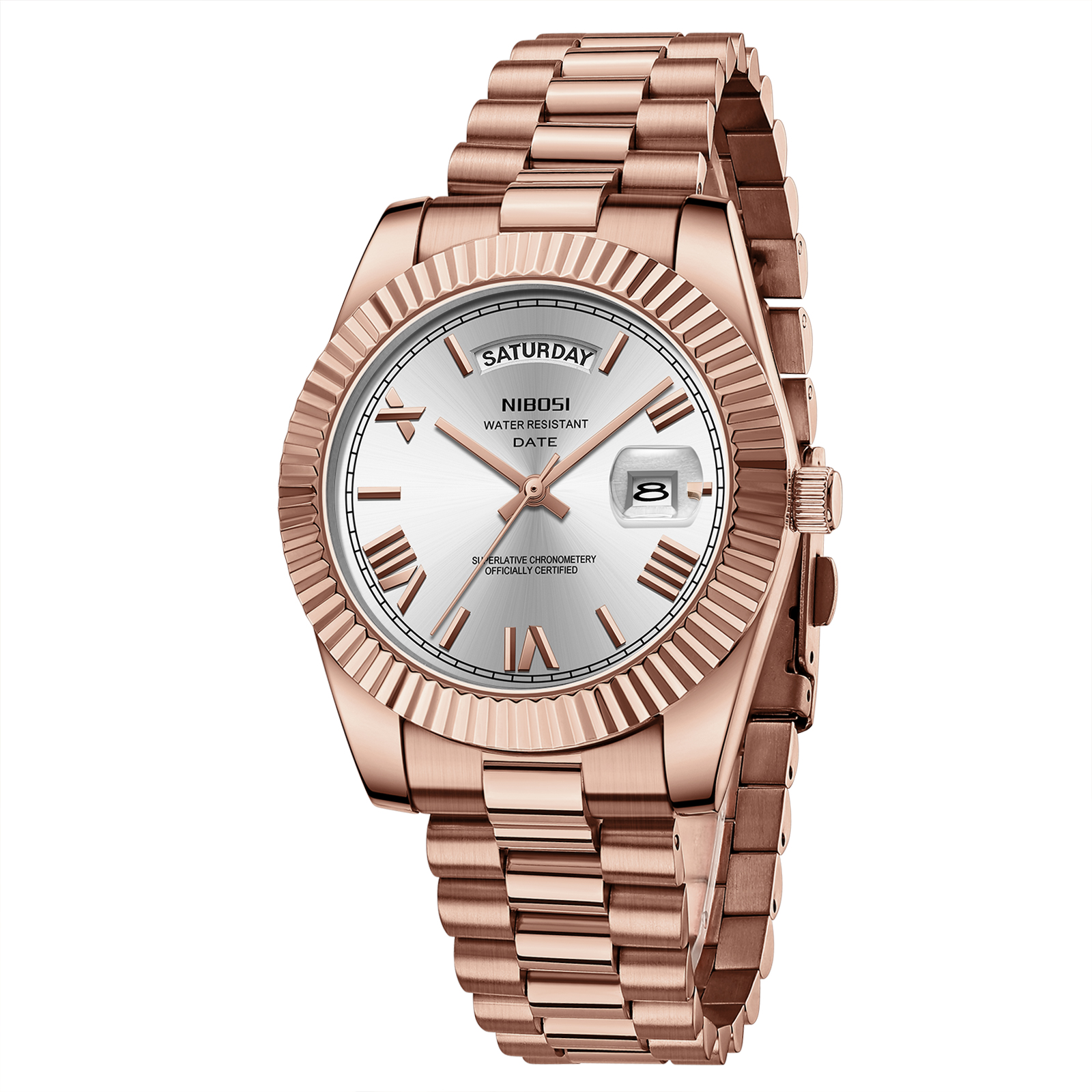 Nibosi Day-Date Roman Rose Silver - 3