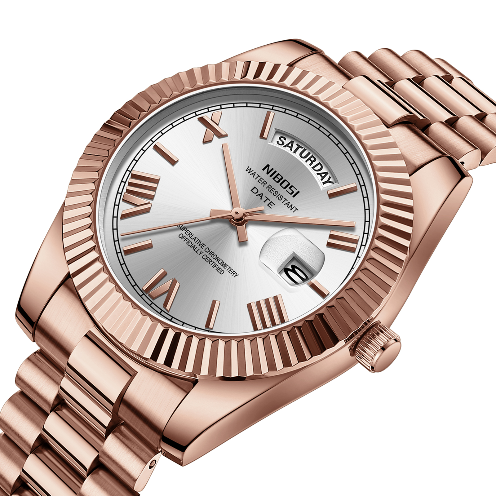 Nibosi Day-Date Roman Rose Silver - 2