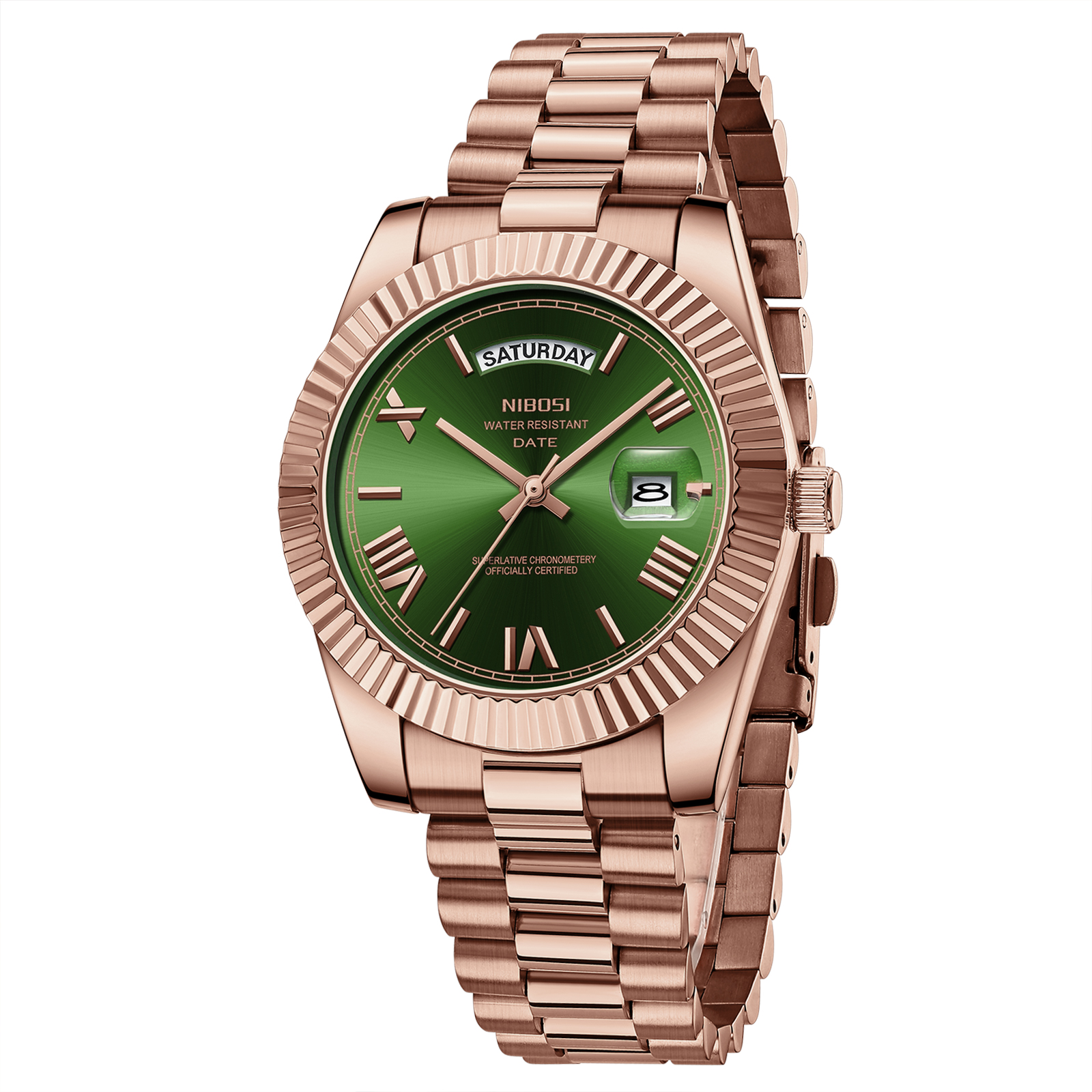 Nibosi Day-Date Roman Rose Green - 3