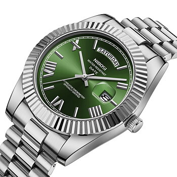 Nibosi Day-Date Roman Silver Green