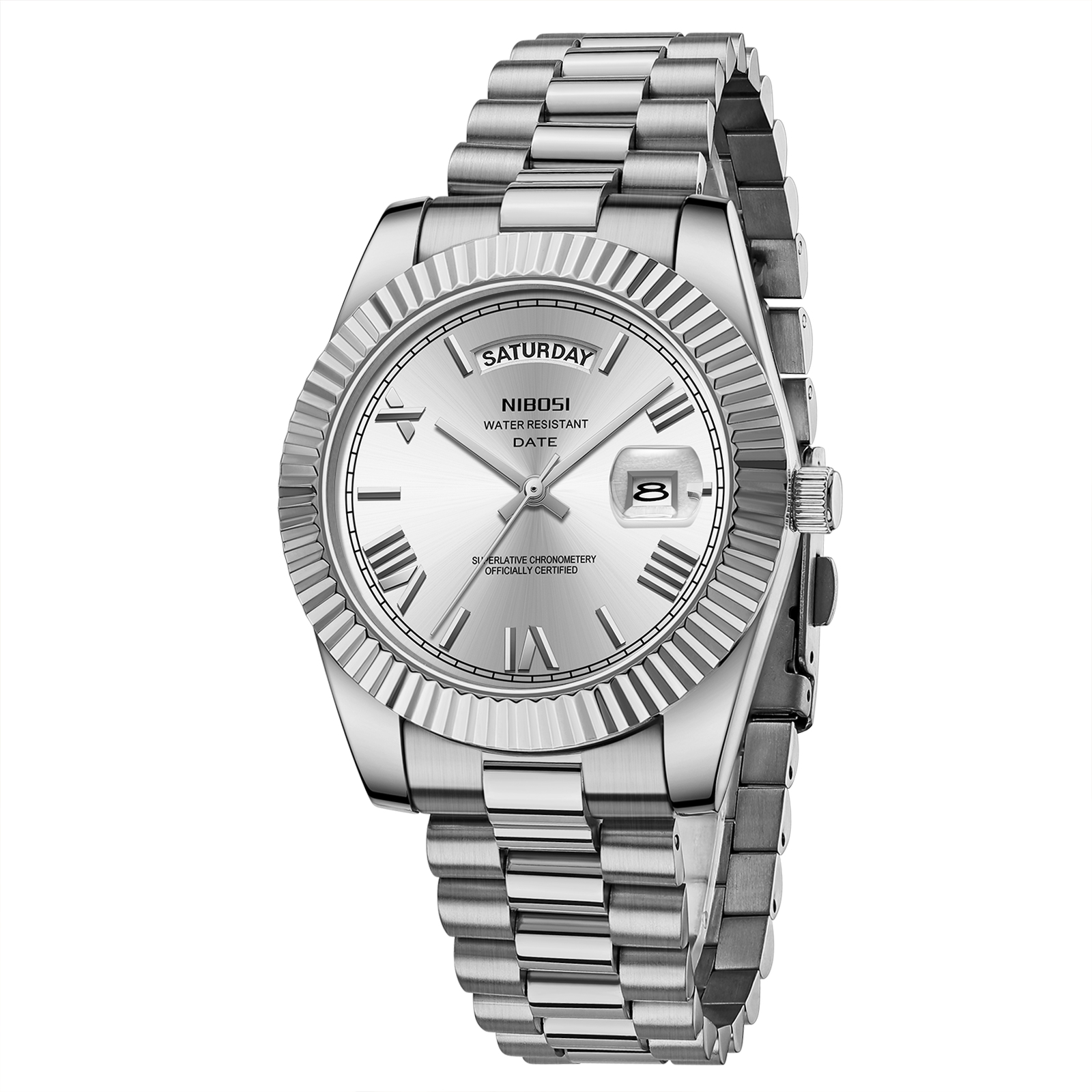 Nibosi Day-Date Roman Silver - 3