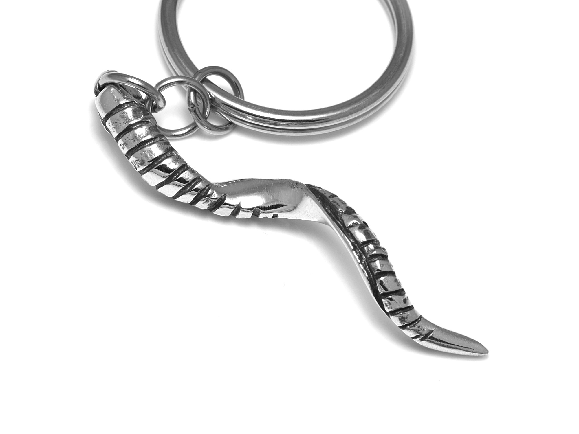 Kuduhorn Nyckelring, Kudu Accessoar, Djur Nyckelhållare i Tenn och Stål