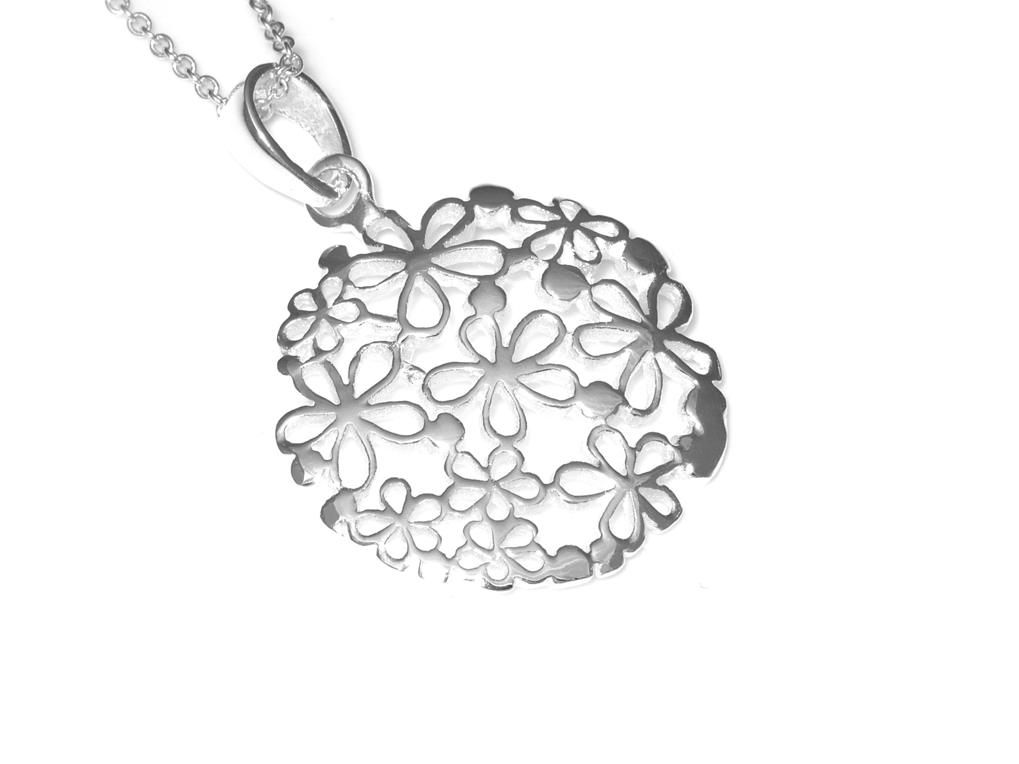 Blommor Halsband i Äkta 925 Silver, Blomster Hänge, Natur Smycke - 2