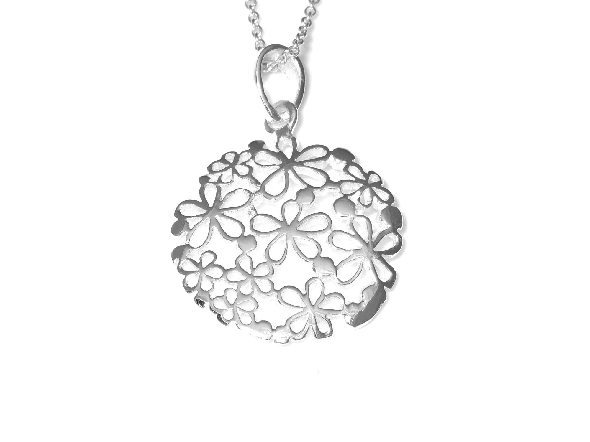 Blommor Halsband i Äkta 925 Silver, Blomster Hänge, Natur Smycke
