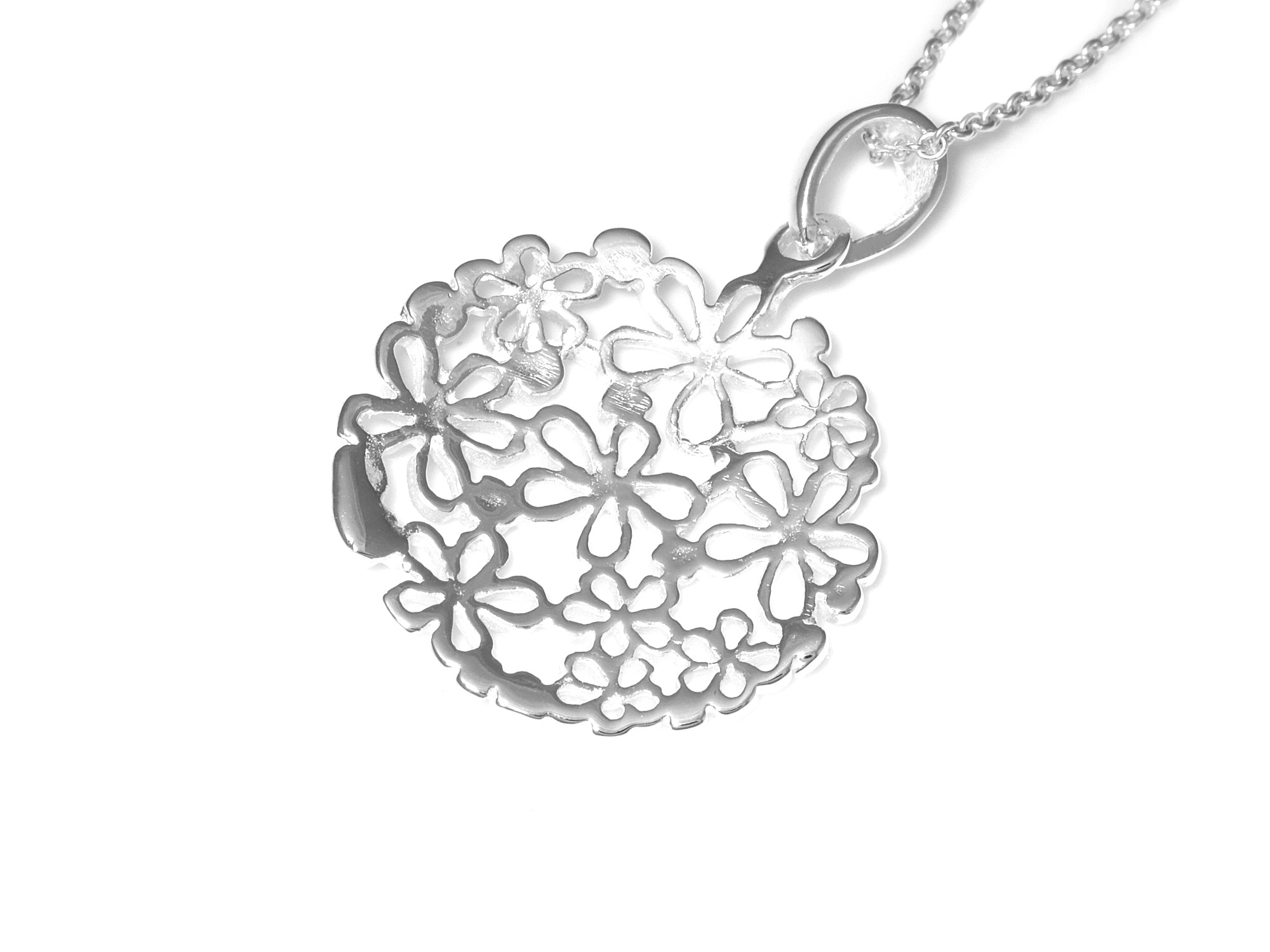 Blommor Halsband i Äkta 925 Silver, Blomster Hänge, Natur Smycke - 3