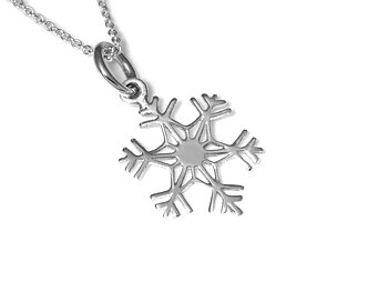Snöflinga Halsband i Äkta 925 Silver, Snö Hänge, Natur Smycke