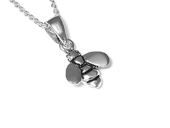 Bi Halsband, Insekt Hänge, Djur Accessoar, Pollinatör Smycke i Äkta 925 Silver