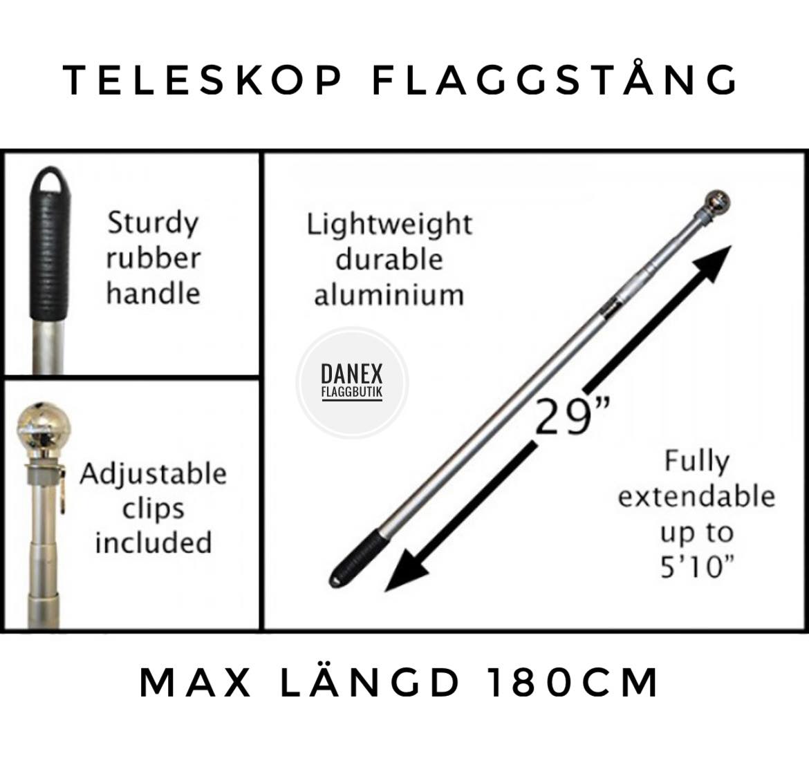 Handflaggstång, teleskop - för flaggor. 